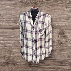 Rails Women’s Plaid Long Sleeve Button Up Shirt Top Size Medium White Black Red